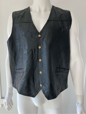 Patchwork Genuine Leather Button Front Vest Italian design steampunk western